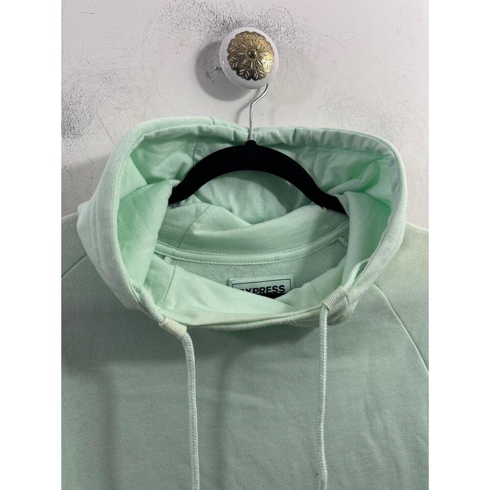 Express Hoodie Women Size XL Mint Green Pullover Kangaroo Pocket Drawstring Hood - Picture 9 of 14